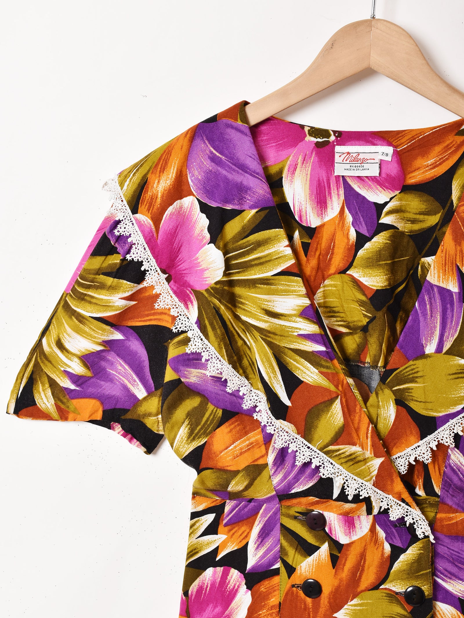 花柄 セーラーカラー 半袖ワンピース – 古着屋Top of the Hillの