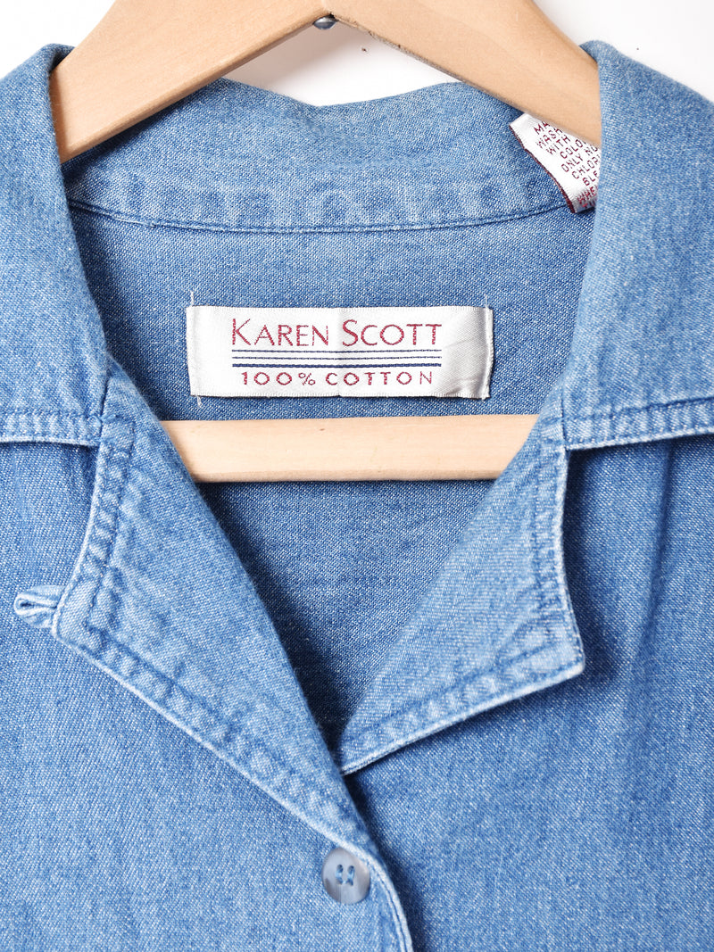 オープンカラー デニムシャツ