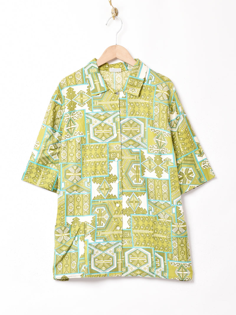 ポケット付き 総柄 半袖シャツ