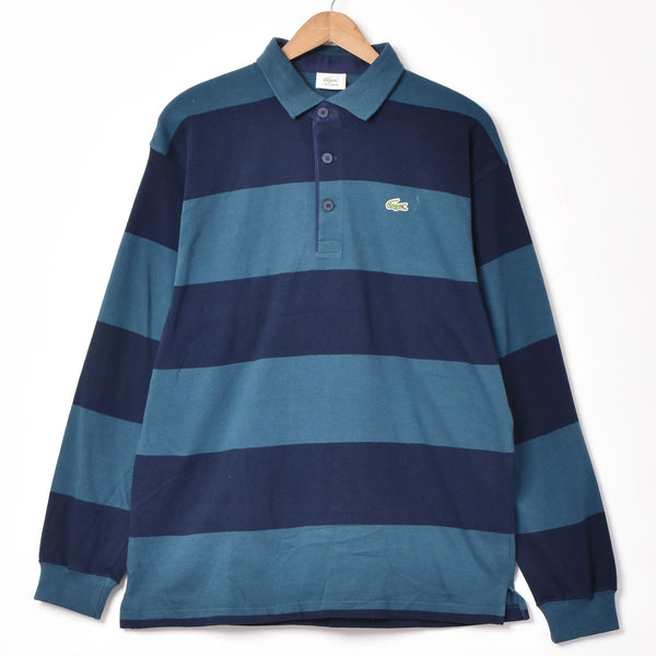 【美品】LACOSTEポロシャツ 長袖 刺繍ロゴ ボーダー 古着 A03_5272_fe6f91f3-98f7-4099-