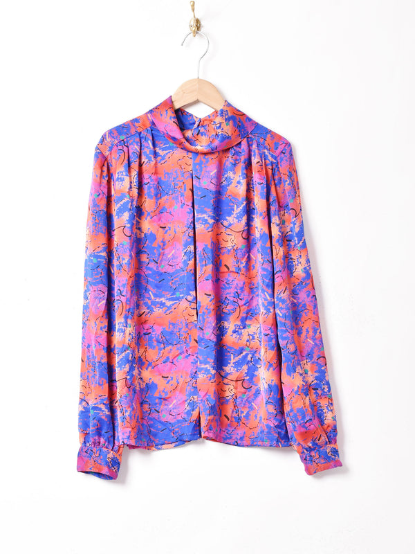 総柄 タートルネックトップス