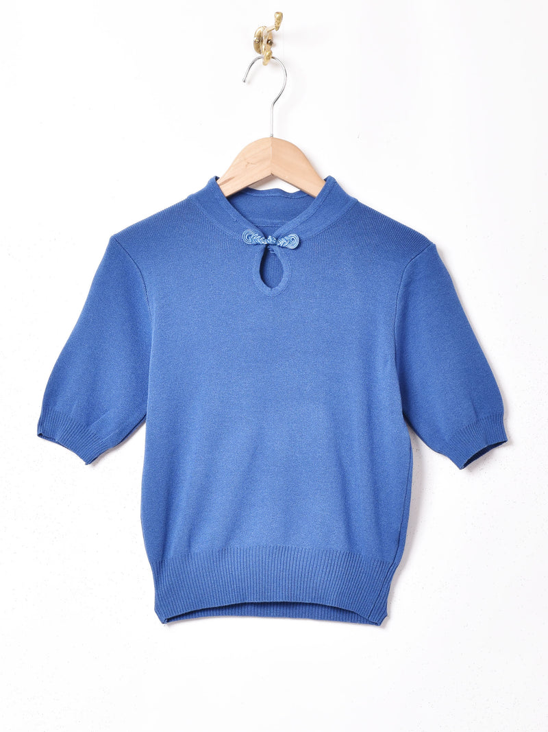 【2色展開】Meridian マンダリンカラー 半袖セーター