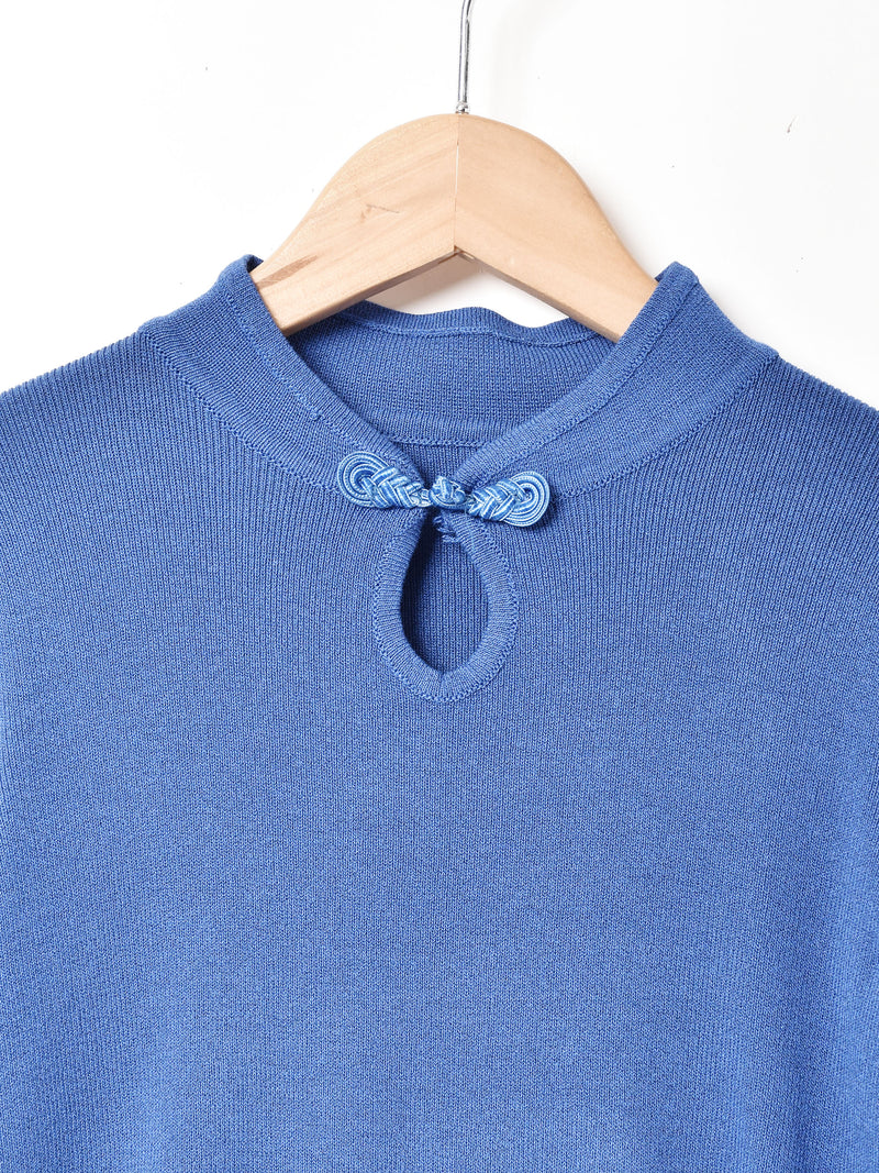 【2色展開】Meridian マンダリンカラー 半袖セーター