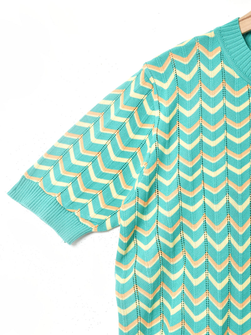 【2色展開】Meridian ジグザグ 半袖セーター