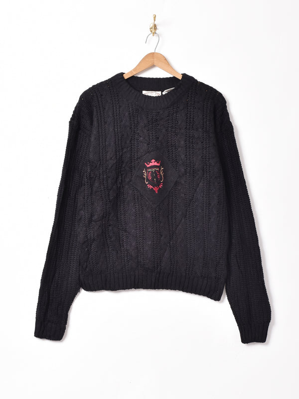 エンブレム刺繍 ローゲージセーター