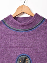 イタリア製 トナカイ刺繍 モックネックセーター