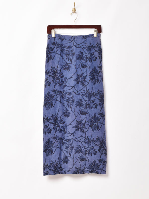 アメリカ製 花柄リネンタイトスカート