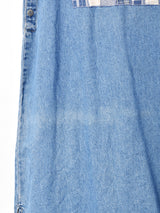 刺繍 ノースリーブ デニムジャンパースカート