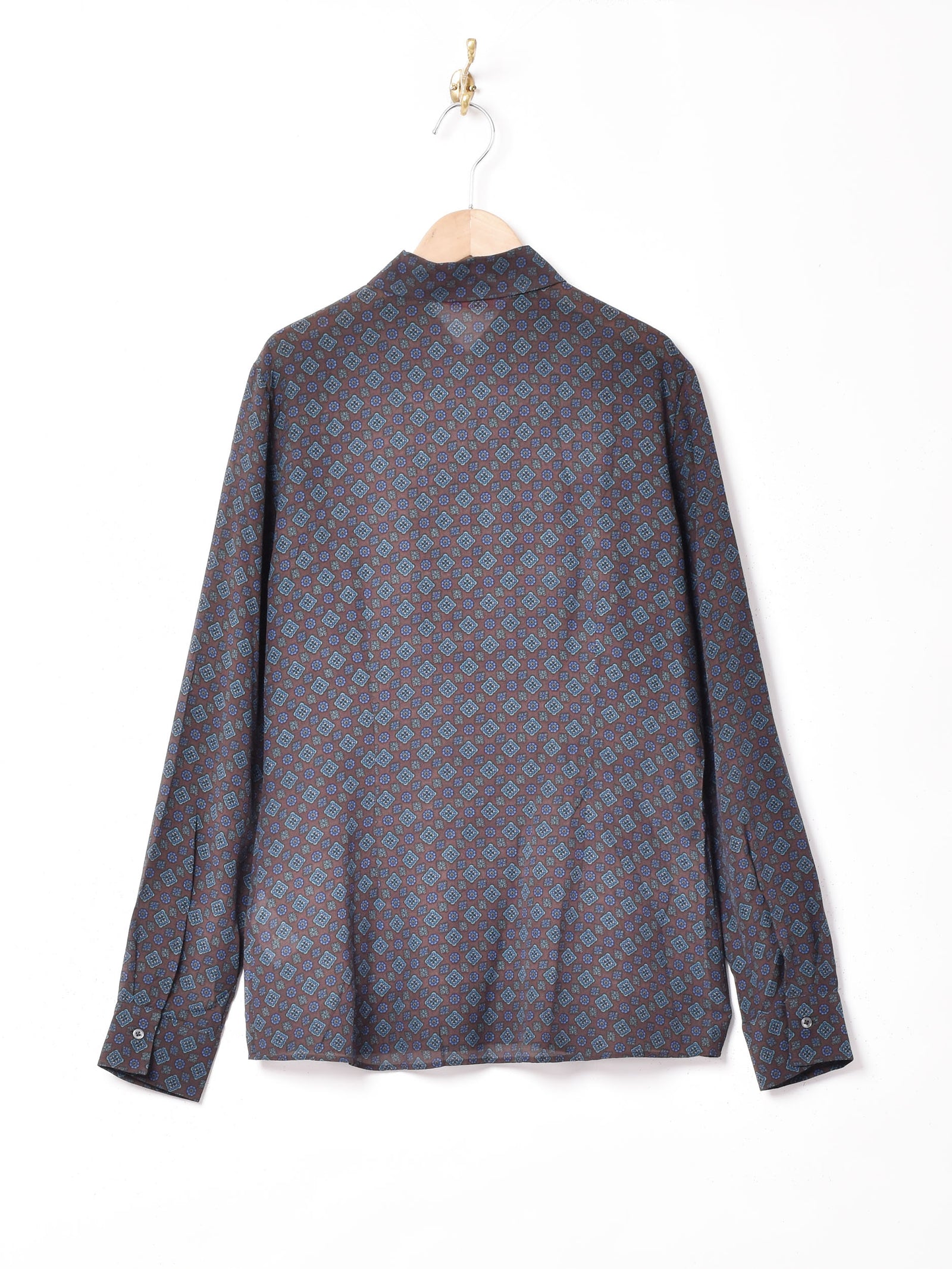 POJIENOSPORT シルクシャツ 茶系 長袖シャツ 総柄 ミラノ 237-50b.jpg