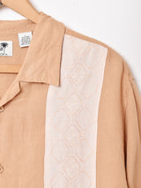 刺繍 オープンカラー 半袖シャツ