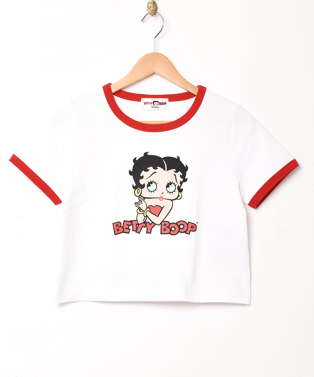 2色展開】Meridian 「Betty Boop」クロップド リンガーTシャツ – 古着