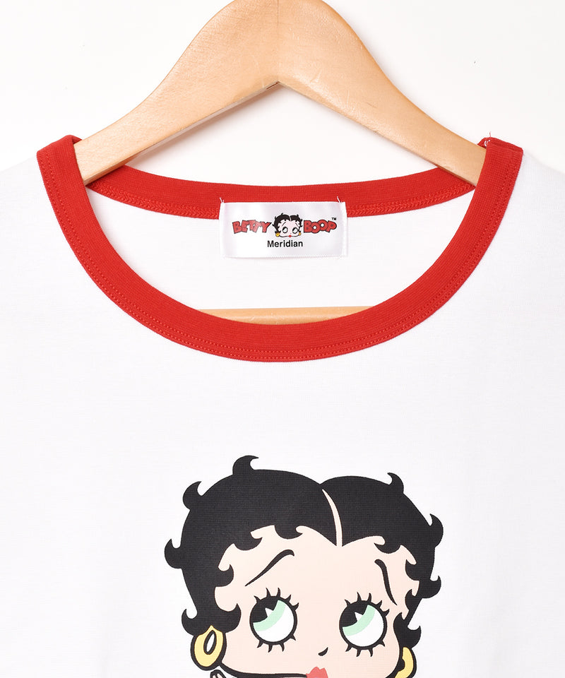 【2色展開】Meridian 「Betty Boop」クロップド リンガーTシャツ