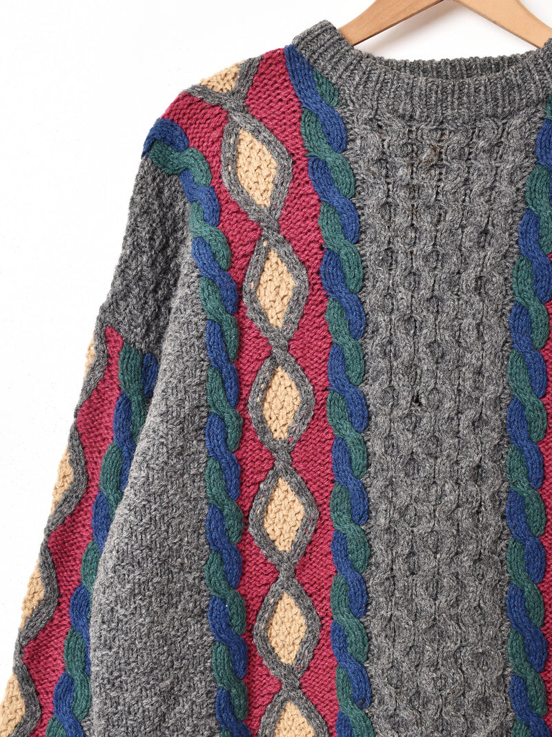 アラン編み カラーデザイン セーター