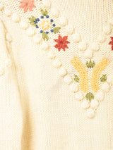 花刺繍 チロルカーディガン アイボリー