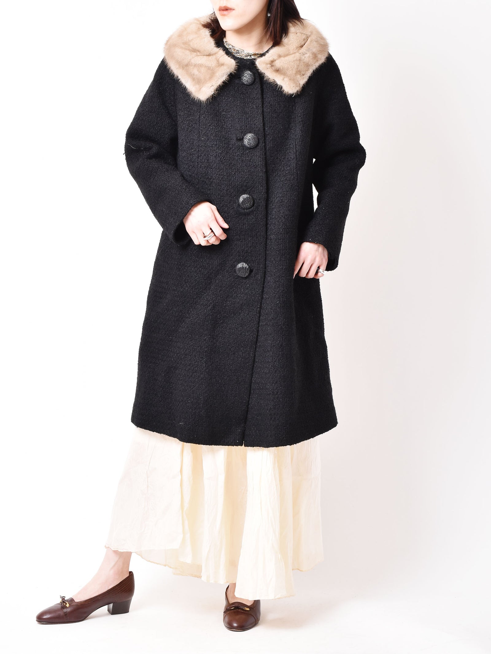 50s〜60s ミンクファーカラー ウールコート – 古着屋Top of the Hillの 