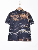 ペイント風デザイン オープンカラー 半袖シャツ