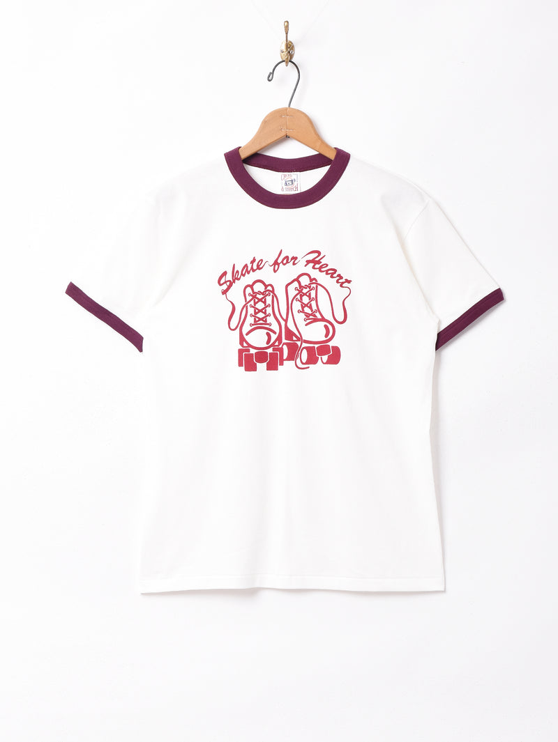 プリント リンガーTシャツ ローラースケート