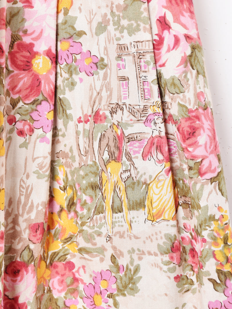 花柄 フロントボタンスカート