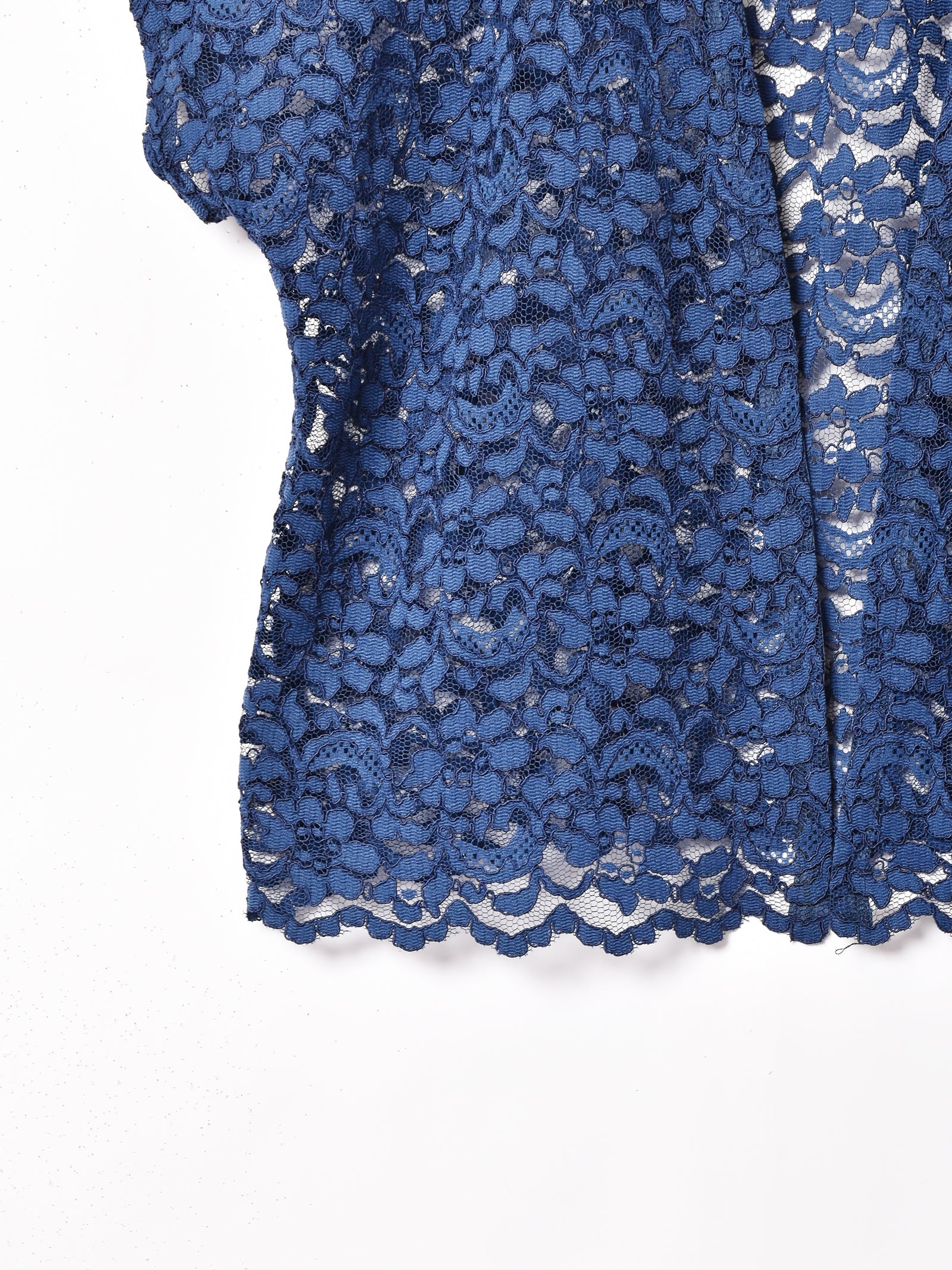 【新品未使用】トランスワーク　ネイビー 半袖トップス レース装飾 新品未使用】トランスワーク ネイビー 半袖トップス レース装飾