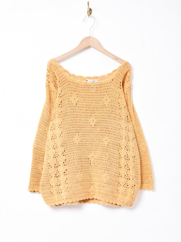 長袖 クロシェトップス