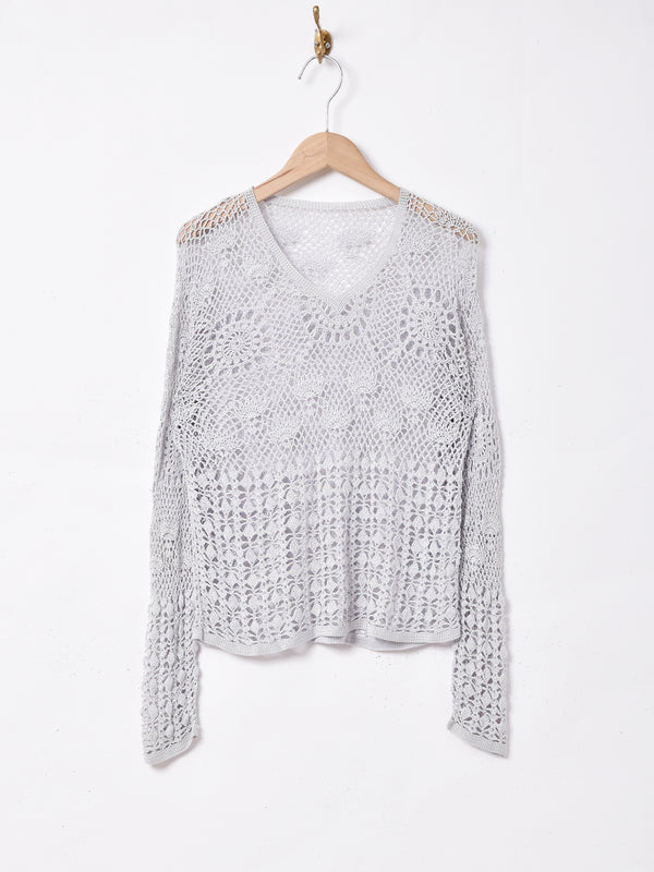 長袖 クロシェトップス