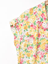 花柄 フレンチスリーブ オープンカラーシャツ