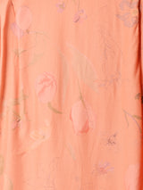 フランス製 後染め 花柄 半袖 ダブルボタン オープンカラーシャツ