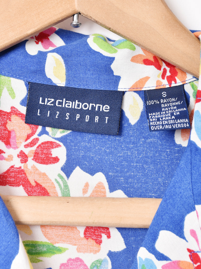 Liz Claiborne 花柄 半袖オープンカラーシャツ