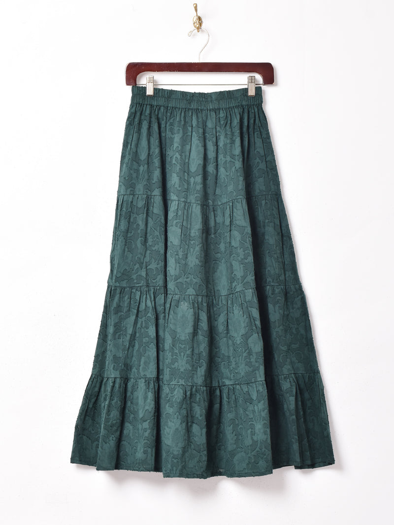 【3色展開】Emerald Motel 織り柄 ティアードスカート