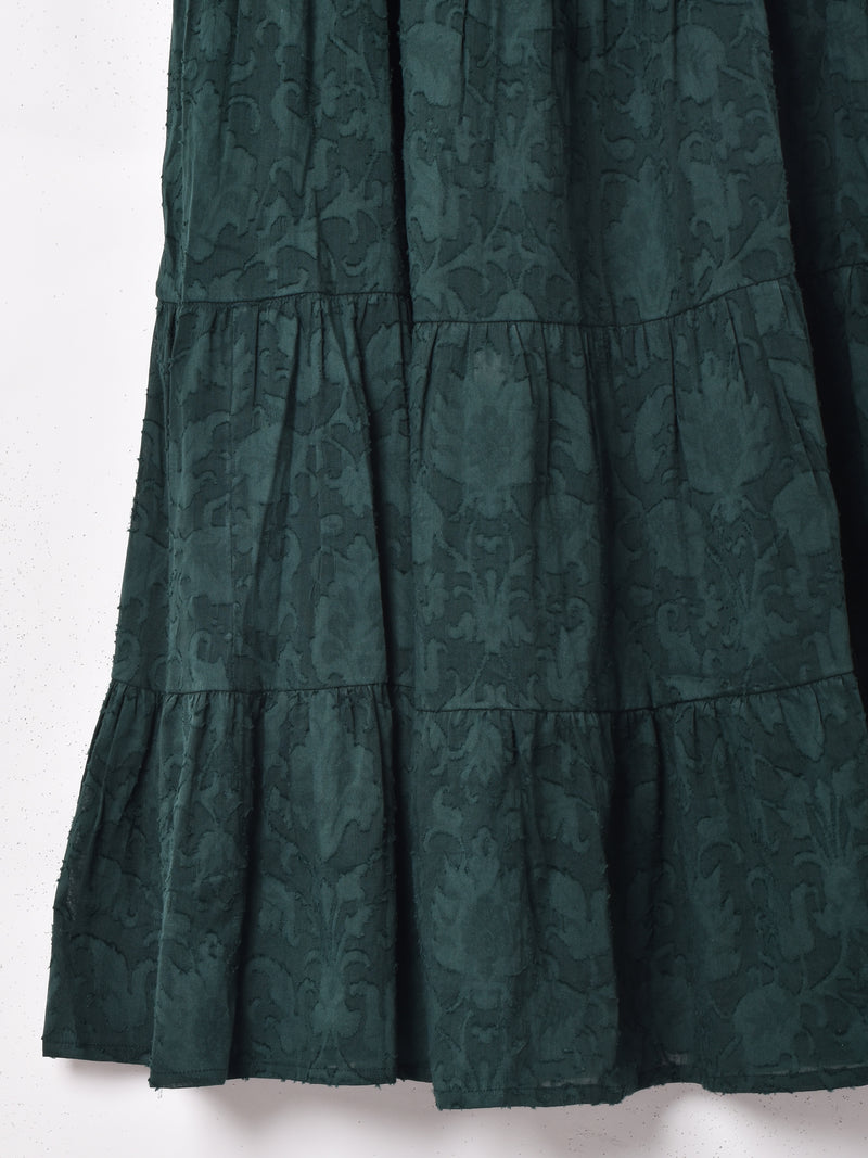 【3色展開】Emerald Motel 織り柄 ティアードスカート