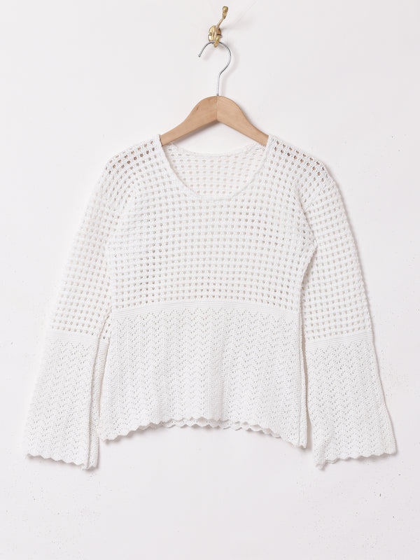 長袖 クロシェトップス