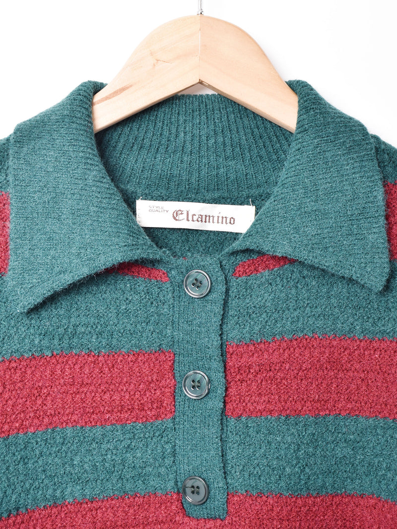【2色展開】Elcamino襟付き ボーダ—セーター