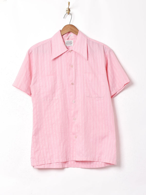 70's  アメリカ製 織り柄 ストライプ 半袖シャツ