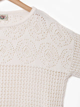 透かし編み 7分袖セーター