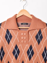 【2色展開】Meridian 襟付き アーガイル柄 セーター