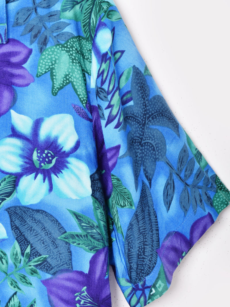 花柄 半袖オープンカラーシャツ