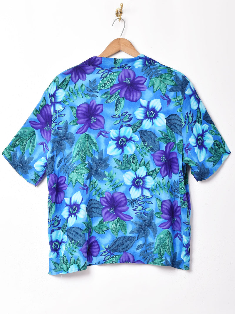 花柄 半袖オープンカラーシャツ