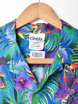 アメリカ製 花柄 半袖オープンカラーシャツ