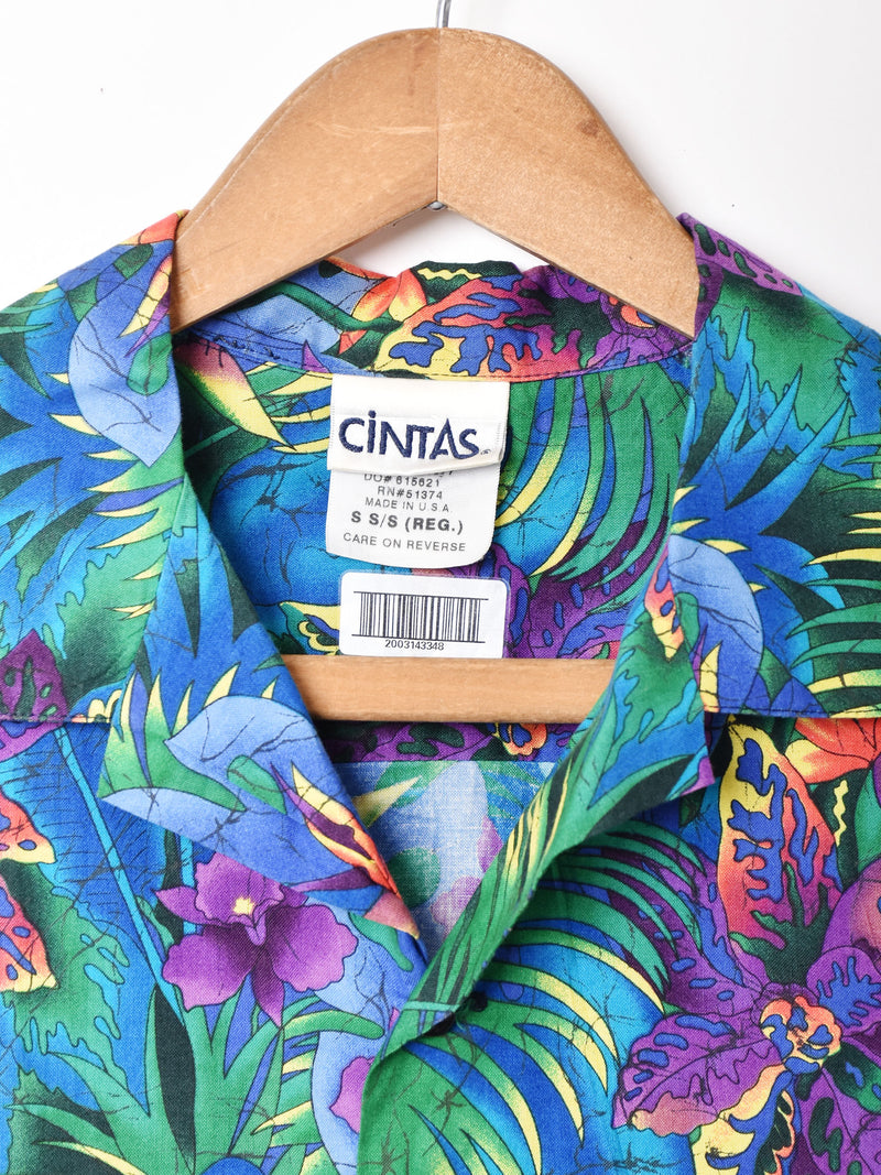 アメリカ製 花柄 半袖オープンカラーシャツ