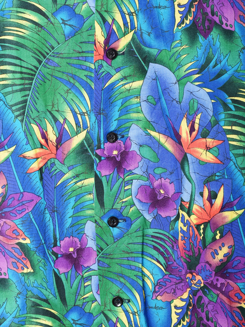 アメリカ製 花柄 半袖オープンカラーシャツ