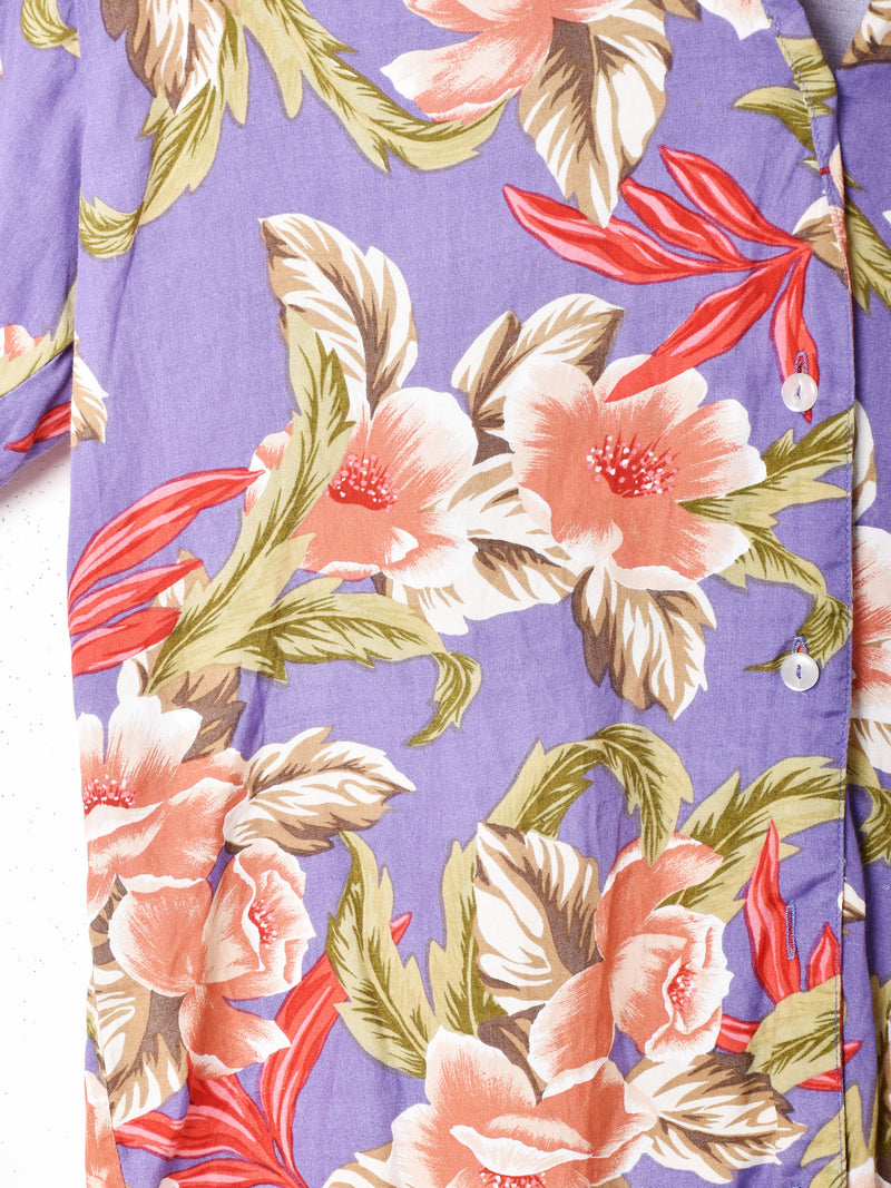 花柄 半袖オープンカラーシャツ