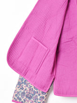 【3色展開】 総柄 チャイナボタン キルティングジャケット