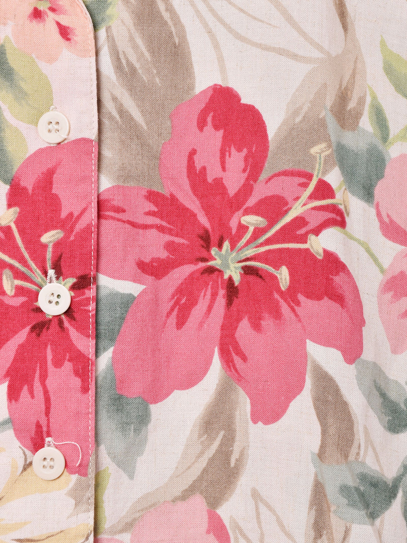 花柄 半袖オープンカラーシャツ