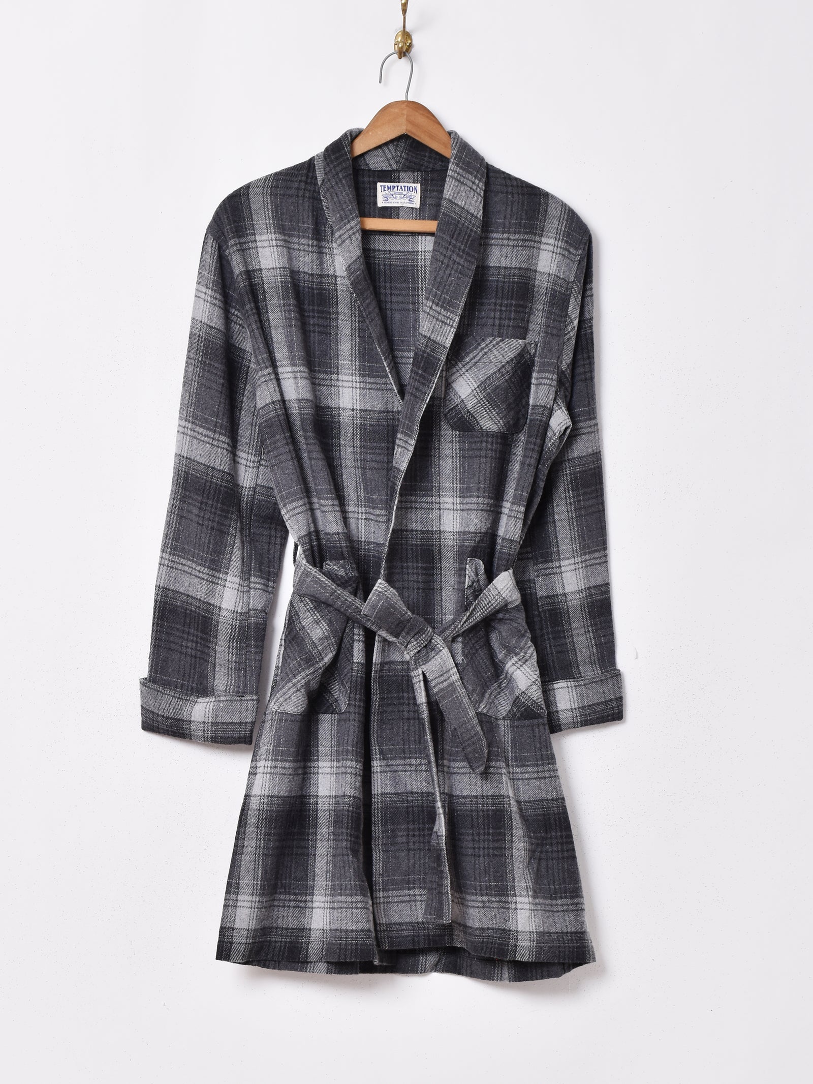 3色展開】TEMPTATIONチェック ガウンコート – 古着屋Top of the Hillの  