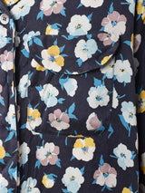 イタリア製 花柄 長袖 開襟 シルクシャツ