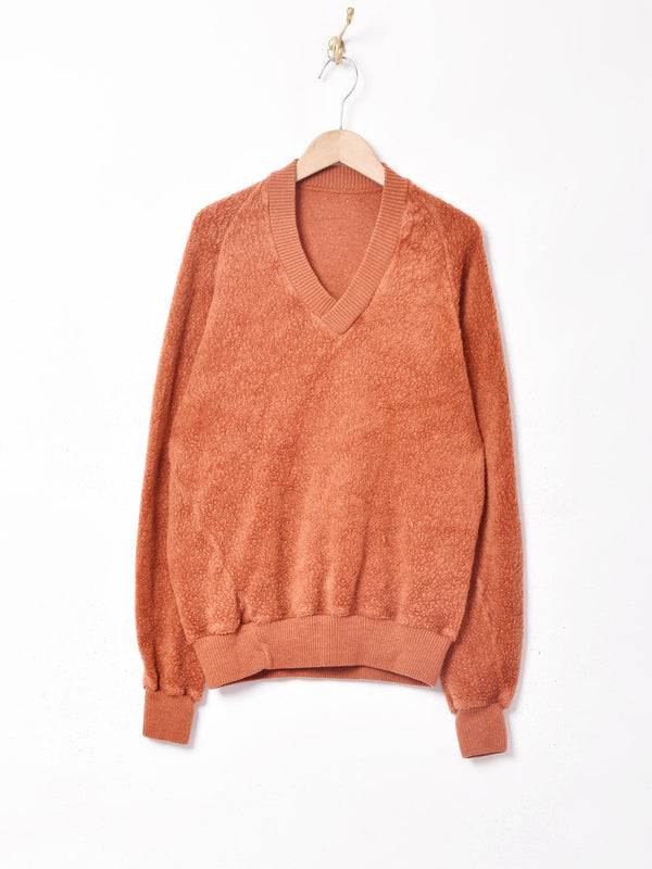 Vネック 長袖 リブトップス