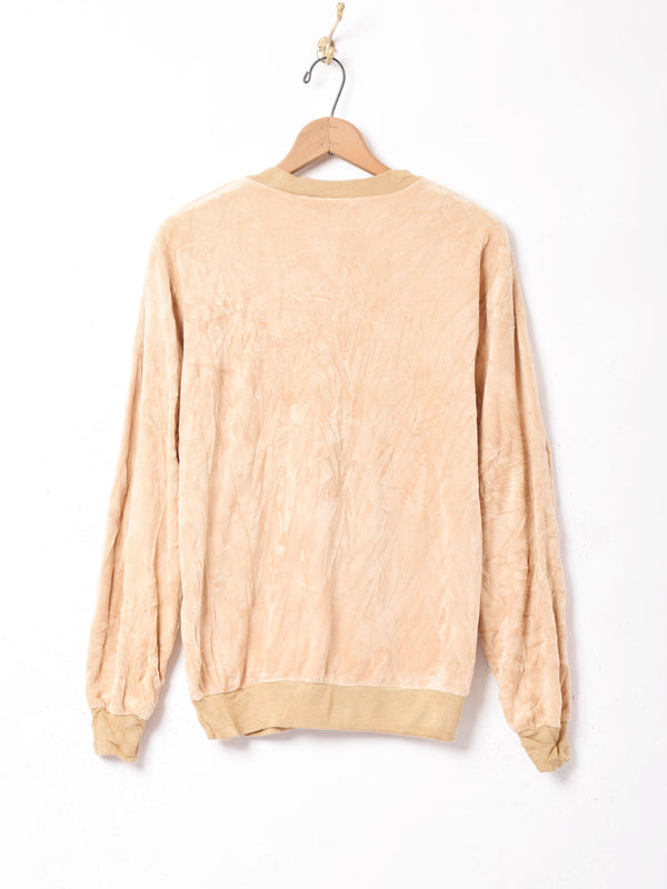 Vネック ベロアリブトップス