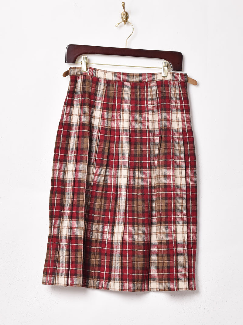 スコットランド製 チェック柄 ラップスカート