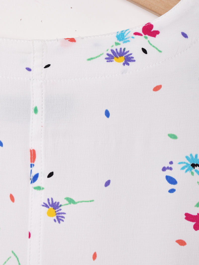 花柄 半袖ノーカラーシャツ