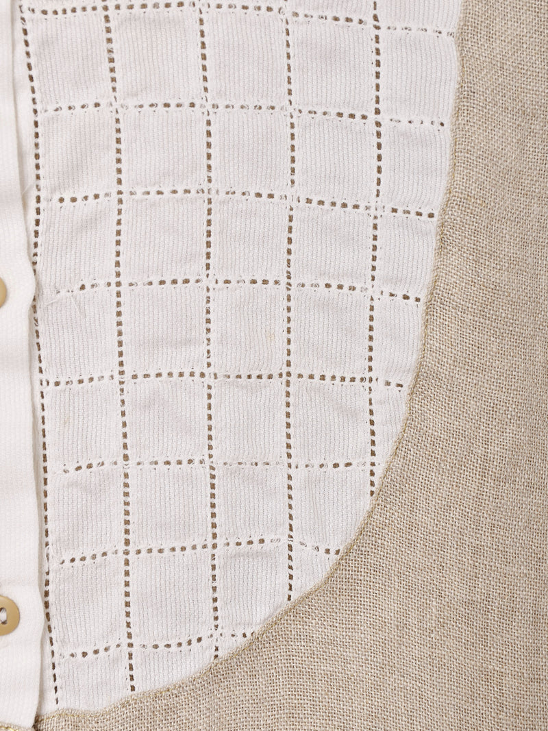 イタリア製 ノーカラー リネンブラウス